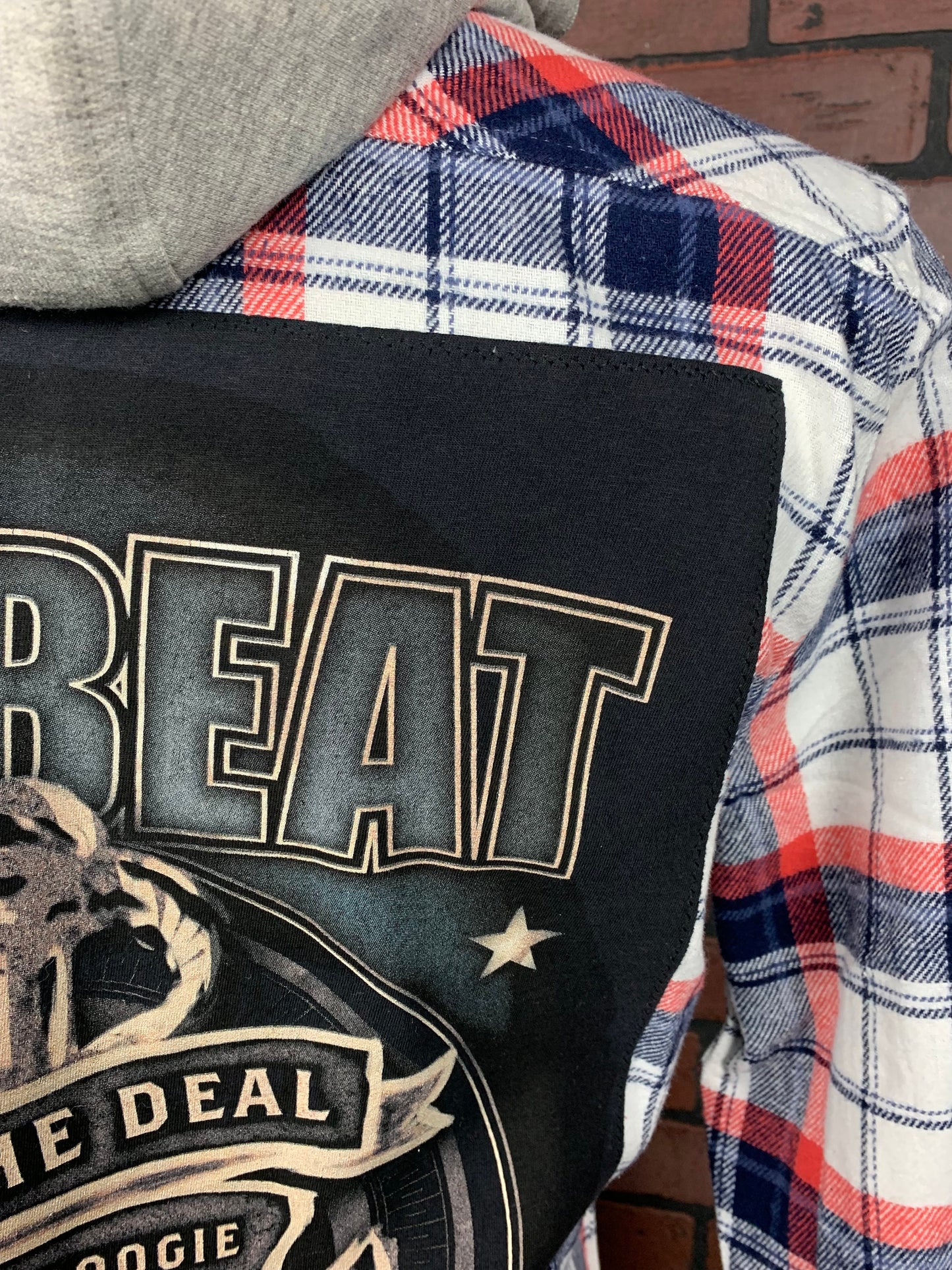 Volbeat Hooded Flannel Shirt Custom Rework L